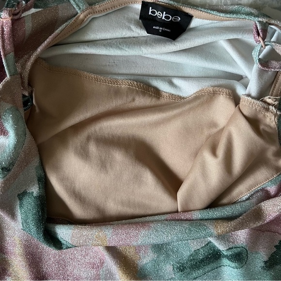 Bebe Watercolor Brush Lurex Gown Shimmery Slip Dress Size Small Party‎ Feminine - Picture 11 of 15